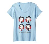 Mujer Betty Boop ¿Qué haría Betty Corazones Día de San Valentín Camiseta Cuello V