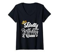 Mujer Betty The Birthday Queen - Camisa de Feliz cumpleaños para Mujer Camiseta Cuello V