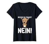 Mujer Bevor Du Fragst No, Morgenmuffel Lustig Elch Spruch Camiseta Cuello V