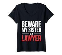 Mujer Beware My Sister Is A Lawyer Abogado de Hermanos Legal ||- Camiseta Cuello V