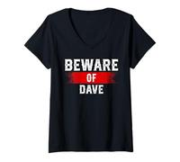 Mujer Beware of Dave Camiseta con Nombre Divertido gráfico Dave Camiseta Cuello V