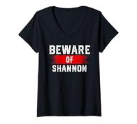 Mujer Beware of Shannon Camiseta con Nombre Divertido gráfico Shannon Camiseta Cuello V
