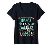 Mujer Bianca Name Cute Retro Girls Wildflower Bianca Name Camiseta Cuello V