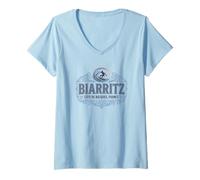 Mujer Biarritz Côte Des Basques France Surf Ornado para Luces Camiseta Cuello V