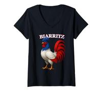 Mujer BIARRITZ France Français Souvenir Article Camiseta Cuello V