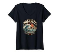 Mujer Biarritz France Surf Club Surfista Camiseta Cuello V