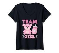 Mujer Biberón Team Girl con diseño de Oso Rosa Camiseta Cuello V