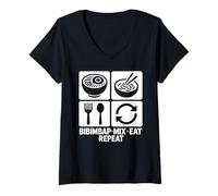 Mujer Bibimbap Mix Eat Repeat Funny Bibimbap Wear Comida Coreana Camiseta Cuello V