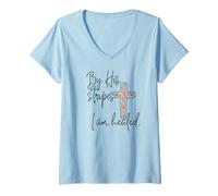 Mujer Biblia Escritura por Sus Rayas I Am Healed Easter Collection Camiseta Cuello V