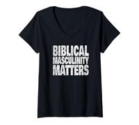 Mujer Bíblica Cristiana Masculinidad Fe Valores de Patrimonio Fuerte Camiseta Cuello V
