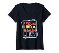 Mujer Bibliotecaria Asombrosa Orgullo Literario Frase Positiva Camiseta Cuello V