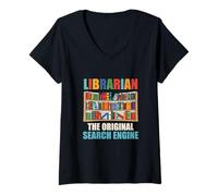 Mujer Bibliotecario Lectura de Libros Biblioteca Adicto a los Libros Leer Lector Enseñar Camiseta Cuello V