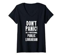 Mujer Bibliotecario Público Camiseta Cuello V