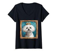 Mujer Bichon Frise Dogs - Bichon Frise Dog Princess Camiseta Cuello V