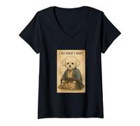 Mujer Bichon Frise I Do What I Want Guerrero Estilo Japonés Camiseta Cuello V
