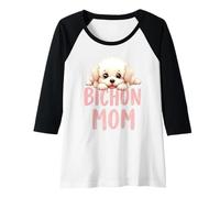 Mujer Bichon Mom Dog Bichon Frise Mama Lindo Cachorro Camiseta Manga Raglan