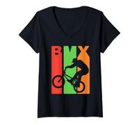 Mujer Bicicleta BMX retro Dirt Jump Racing para niños y niñas, regalo acrobático Camiseta Cuello V