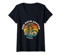 Mujer Bicicleta de montaña MTB Red Rock Canyon Colorado Mountain Biking Camiseta Cuello V