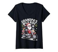 Mujer Bicicleta Divertida de Papá Noel para Motociclista, diseño de Abuelo Camiseta Cuello V