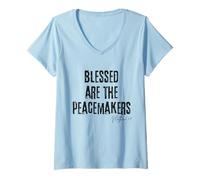 Mujer Bienaventurados los pacificadores Mateo 5:9 Biblia Paz Fe Camiseta Cuello V