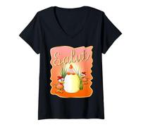 Mujer Bienvenida Francesa Gallinas Francia Camiseta Cuello V