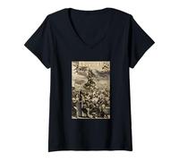 Mujer Bienvenido a América Sátira Humor Oscuro Alegoría Diseño Vintage Camiseta Cuello V