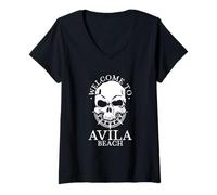 Mujer Bienvenido a Avila Beach Camiseta Cuello V