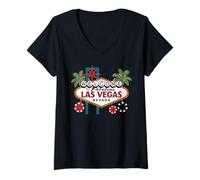 Mujer Bienvenido a Fabulous Las Vegas Nevada Gambling Poker Chips Camiseta Cuello V