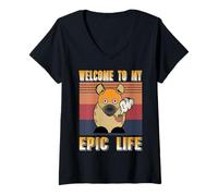 Mujer Bienvenido A Mi Estilo Hiena Loca Vintage Camiseta Cuello V