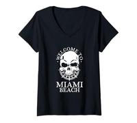 Mujer Bienvenido a Miami Beach Camiseta Cuello V