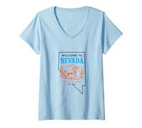 Mujer Bienvenido a Nevada, El Estado de la Plata 1864 Retro Camiseta Cuello V