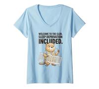 Mujer Bienvenido al Club. Privación del sueño Club de Humor para nuevos Padres Camiseta Cuello V