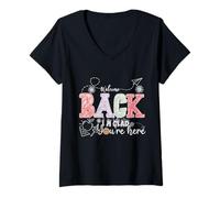 Mujer Bienvenido de nuevo I'm Glad You're Here Back to School Teacher Camiseta Cuello V