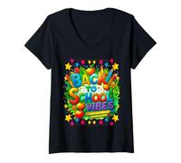 Mujer Bienvenido de Vuelta a la Escuela - Happy Colorful Vibes Camiseta Cuello V