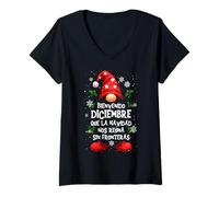 Mujer Bienvenido Diciembre: Que La Navidad Nos Reúna Camiseta Cuello V