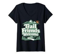 Mujer Bienvenidos a Trail Friends Camiseta Cuello V