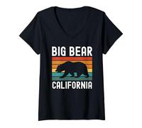 Mujer Big Bear, California, Lake Village, esquí, Nieve y Acampada en el Sur de California Camiseta Cuello V