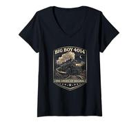 Mujer Big Boy 4014 Train Engineer Steam Train Conductor American Camiseta Cuello V