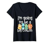 Mujer Big Cousin Funny Dinosaur Lovers Cousin Crew Niñas Niños Niños Camiseta Cuello V