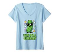 Mujer Big Dill Enegry Pickle En Gafas De Sol Divertido Amante De Pepinillos Camiseta Cuello V