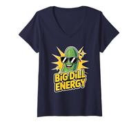Mujer Big Dill Enegry Pickle En Gafas De Sol Divertido Amante De Pepinillos Camiseta Cuello V