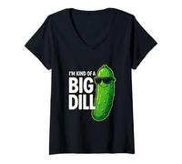 Mujer Big Dill Funny Pickle Pun Chistes sarcásticos Camiseta Cuello V