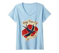 Mujer Big Fan of Human Rights Cita Bird Floral Roses Camiseta Cuello V