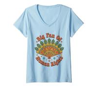 Mujer Big Fan of Human Rights Cita Vintage Retro Camiseta Cuello V