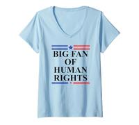 Mujer Big Fan of Human Rights No Kings Protest Signs Pro Democracy Camiseta Cuello V