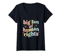 Mujer Big Fan of Human Rights Protest Equality Resist Camiseta Cuello V