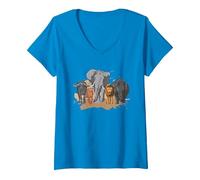 Mujer Big Five - África Sudáfrica Kenia Safari Camiseta Cuello V, Zafiro, S