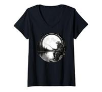 Mujer Big Foot Fishing, Cool Fishing Fisherman Bigfoot Sasquatch Camiseta Cuello V