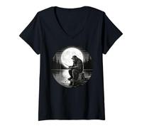 Mujer Big Foot Fishing, Cool Fishing Fisherman Bigfoot Sasquatch Camiseta Cuello V