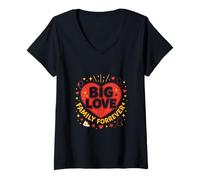 Mujer Big Love Family Forever Camiseta Cuello V